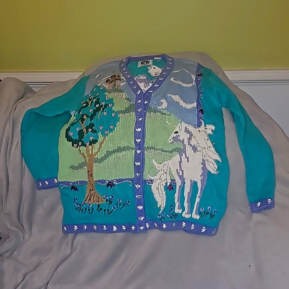 New With Tags Storybook Knits Magical Unicorn Kingdom cardigan